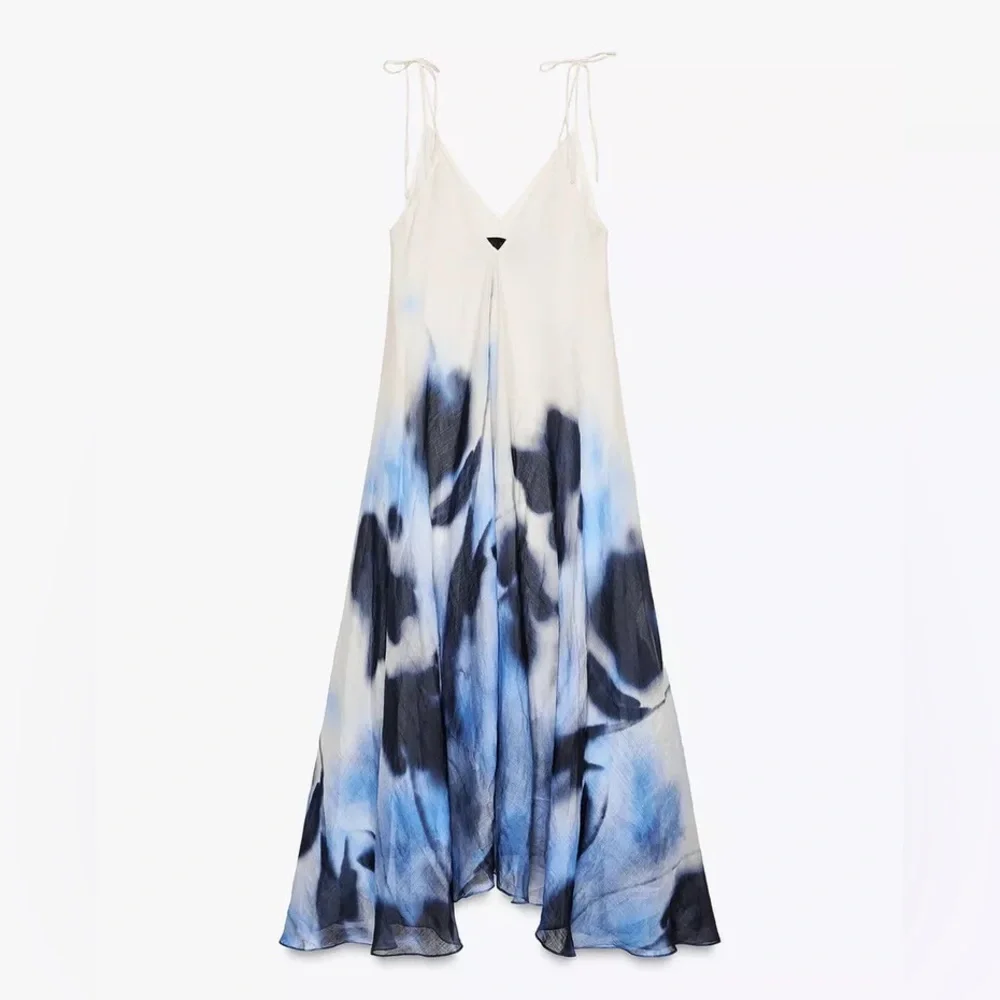 NET ZARA 100% RAMIE PRINT DRESS ZW COLLECTION - Picture 13 of 15